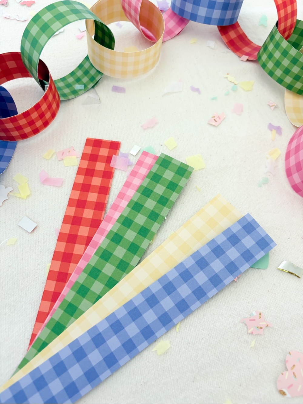 Bold Gingham Paper Chain Garland - Birthday Party Supplies
